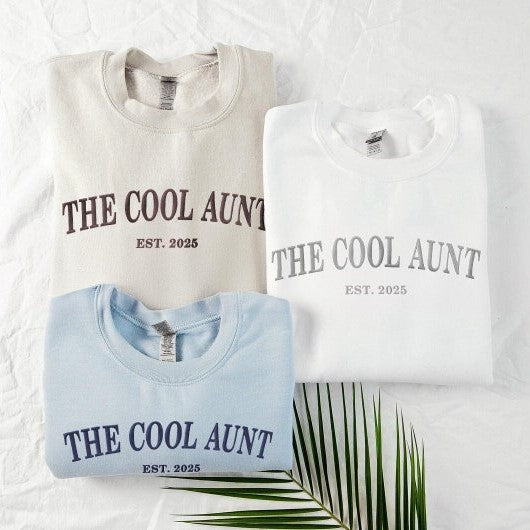 Custom Embroidered Aunt Shirt, Gift for Cool Aunt Niece Nephew, Personalized Mother's Day, Pregnancy Announcement Shirt, Baby Shower Gift