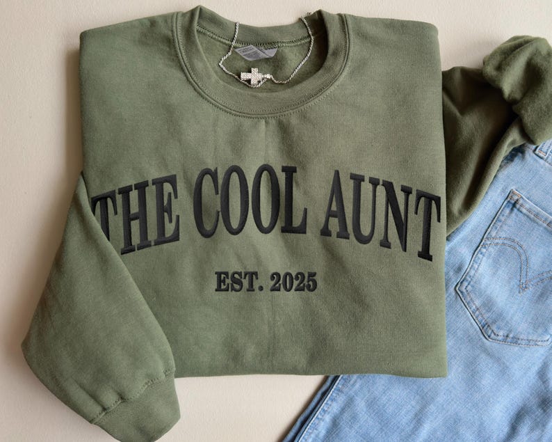 Custom Embroidered Aunt Shirt, Gift for Cool Aunt Niece Nephew, Personalized Mother's Day, Pregnancy Announcement Shirt, Baby Shower Gift