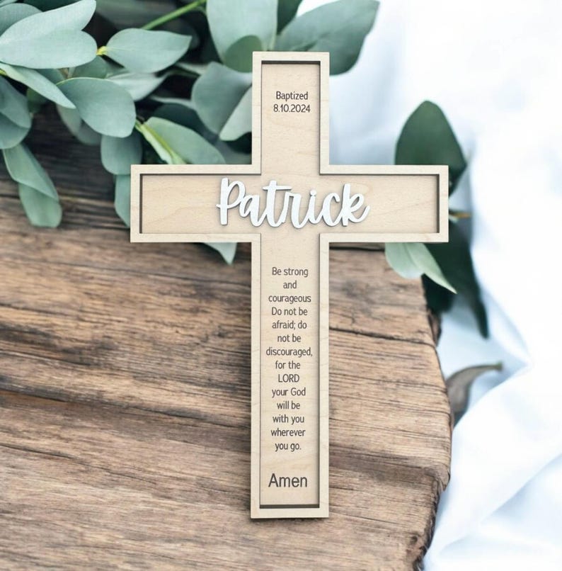 Personalized Wooden Baptism Cross/Baby Shower/Nursery Decor/Custom Baptism Gift/Easter Decor/Baptism Gift/Prayer Cross/Christening gift