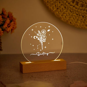 Personalized Night Lamp with Birth Flower, Birth Flower Night Light, Birthday Gift, Custom Night Light with Name, Anniversary Gift