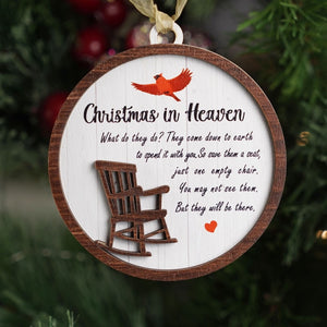 Christmas In Heaven Ornament, Memorial Rocking Chair, Xmas Tree Ornament, Empty Chair Sympathy, Remembrance Loved One in Heaven, Memorial