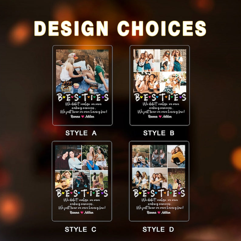 Personalized Photo LED Night Light, Besties Photo Gifts, Photo Keepsake, Photo Gifts, Personalized Gift for BFF, Birthday Gift for Friend