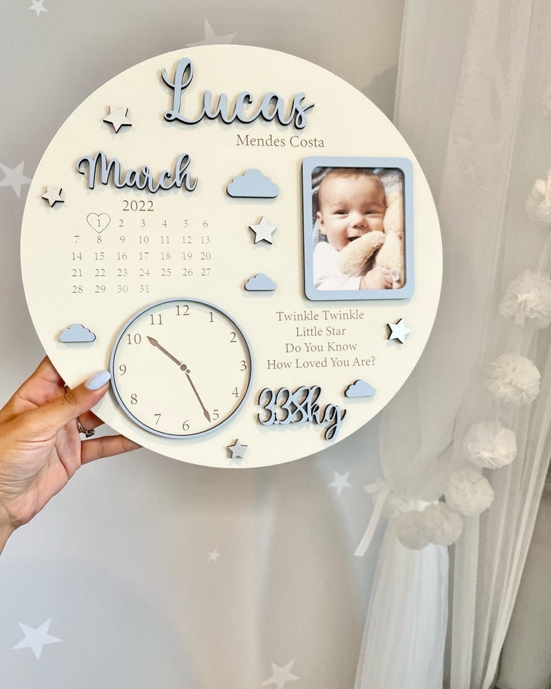 Baby Photo Keepsake Gift, Baby Birth Announcement, Newborn Gift, Personalised Newborn Frame, Birth Announcement Plaque, Babyshower Gifts