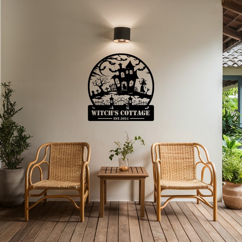 Custom Halloween Metal Sign: Haunted House Decor, Spooky Wall Art