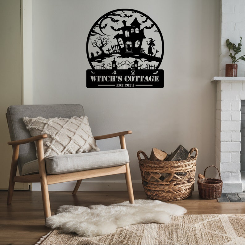 Custom Halloween Metal Sign: Haunted House Decor, Spooky Wall Art