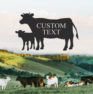 Personalized Two Cows Farm Sign, Custom Ranch Metal Sign,Cow Cattle Sign,Barn Decor,Farmhouse Entrance Sign,Family Name Metal Sign