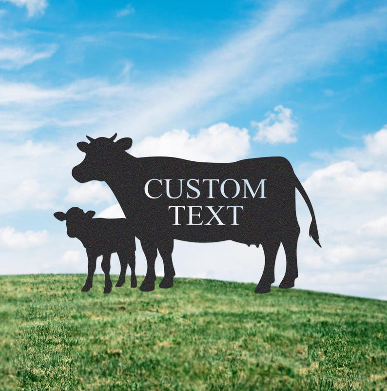 Personalized Two Cows Farm Sign, Custom Ranch Metal Sign,Cow Cattle Sign,Barn Decor,Farmhouse Entrance Sign,Family Name Metal Sign