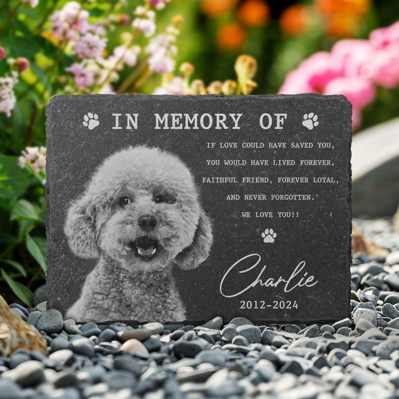 Personalized Memorial Stone, Dog Memorial Gifts for Loss of Dog, Pet Memorial Gifts, Memorial Plaque With Photo,Pet Loss Gifts,Sympathy Gift