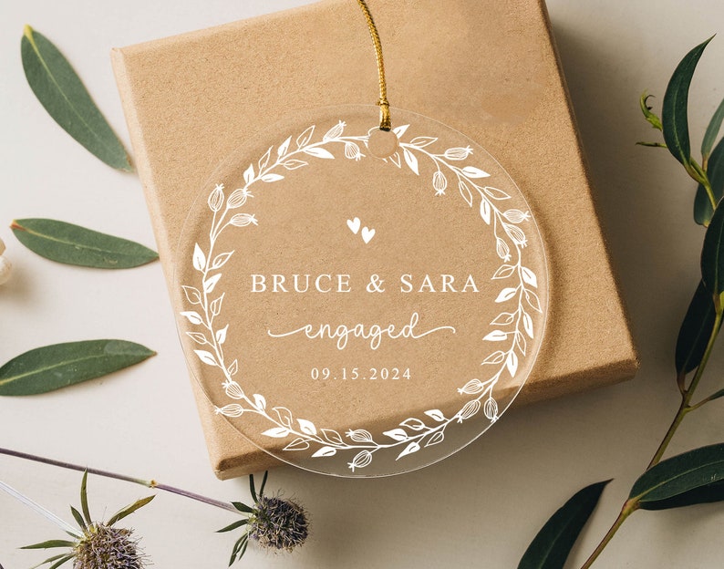 Custom Engagement Gifts, Engagement Ornament, Engaged Ornament Engagement Gift For Couple, Custom Ornaments, Personalized Ornaments