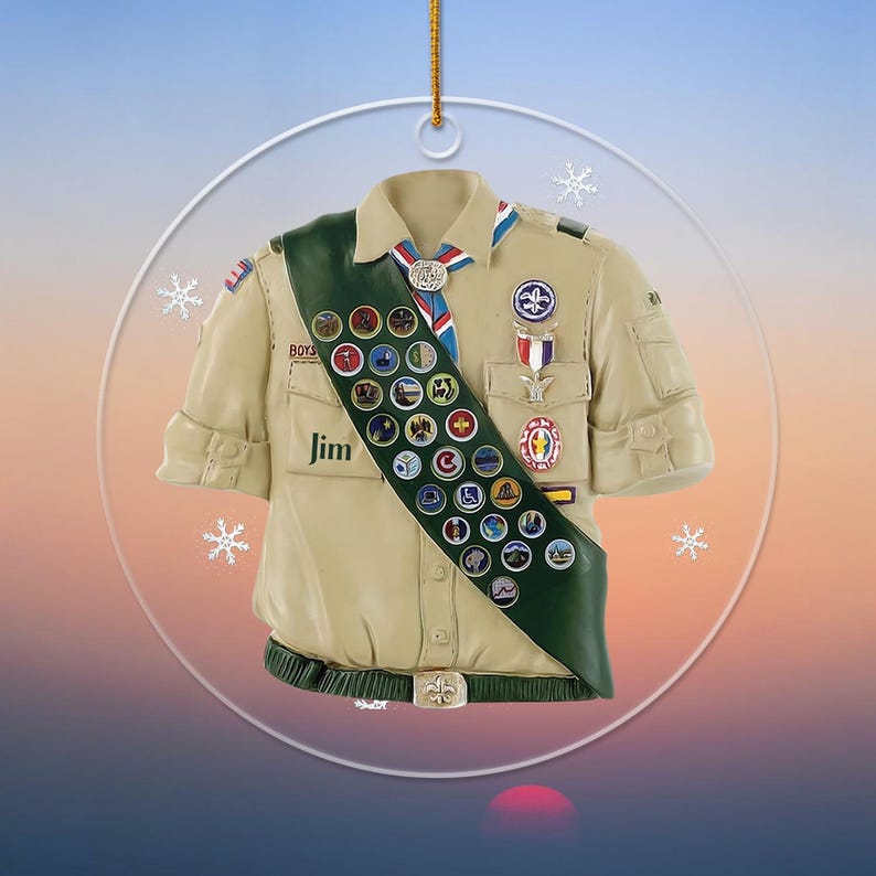 Custom Boy Scout Uniform Acrylic Ornament Personalized Brown Eagle Scout Ornament Presents Christmas Gifts for Cub Scouts