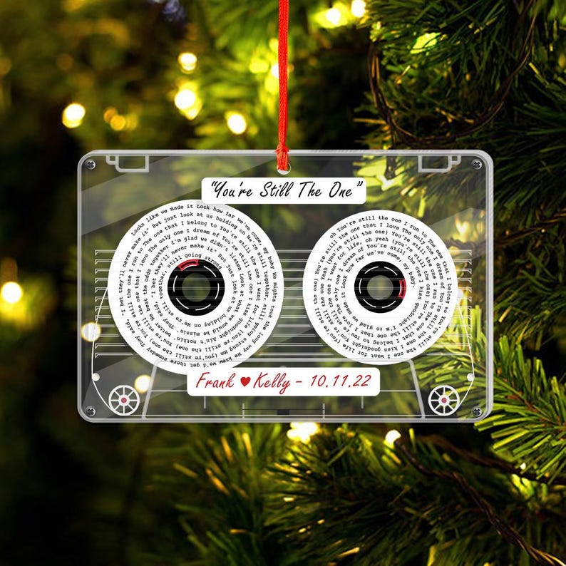 First Christmas Married Ornament, Custom Cassette Tape Ornament. Newly Married Gift, Couple Gift, Personalized First Christmas as Mr. & Mrs.