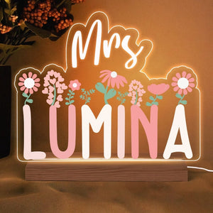 Personalized Name Desk Plate for Teacher Night Light, Custom Name Sign for Desk, Lighted Acrylic Nameplate, Gift for Teacher