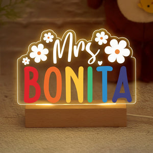 Personalized Name Desk Plate for Teacher Night Light, Custom Name Sign for Desk, Lighted Acrylic Nameplate, Gift for Teacher