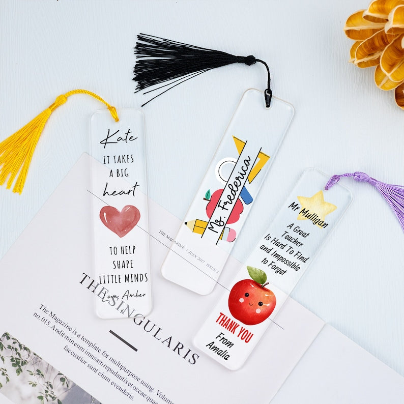 Personalized Teacher Bookmark, Thank You Gift, Teacher Appreciation Gift, Acrylic Bookmark for Teacher, Back To School Gift, Book Lover Gift