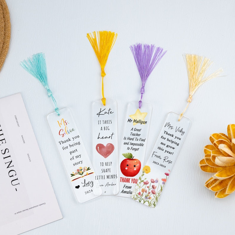 Personalized Teacher Bookmark, Thank You Gift, Teacher Appreciation Gift, Acrylic Bookmark for Teacher, Back To School Gift, Book Lover Gift