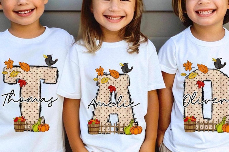 Kids Fall Shirt with Name, Personalized Fall Shirt For Girls , Cute Fall Shirt, Kids Name Shirt, Childen Fall Name Tshirt, Toddler Shirt Boy