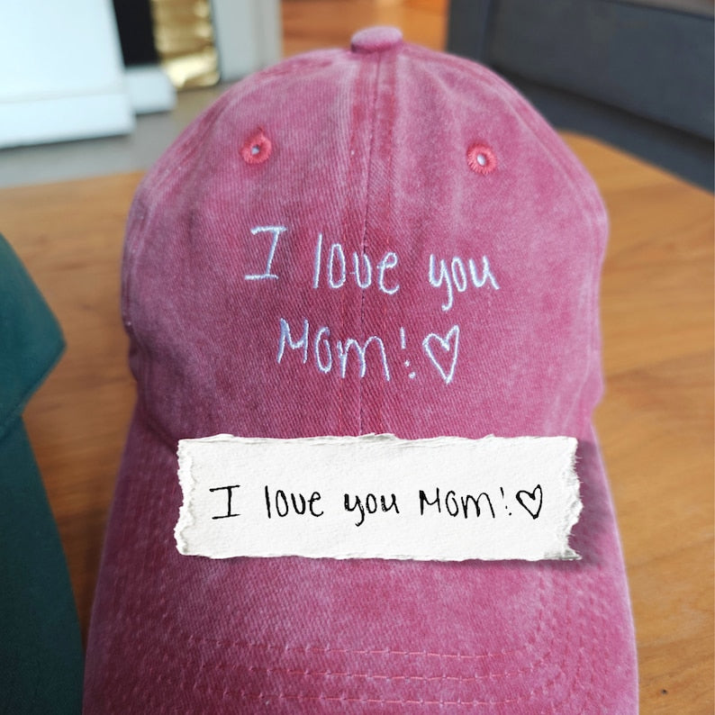 Custom Handwriting Embroidered Hat,Personalized Embroidery Vintage Baseball Cap Hat,Gift For New Dad Mom,Your own text monogram,Bachelorette