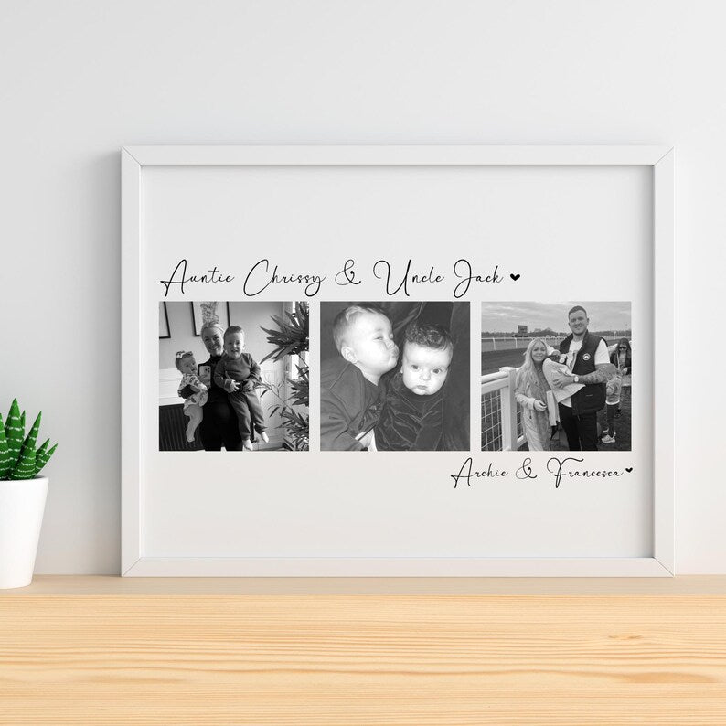 Auntie and Uncle Photo Print, Auntie gift, Personalised Auntie Photo gift, Christmas gift for Auntie and Uncle, Aunt Aunty Uncle Wall Art (No Frame)