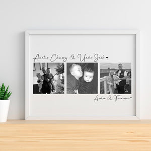 Auntie and Uncle Photo Print, Auntie gift, Personalised Auntie Photo gift, Christmas gift for Auntie and Uncle, Aunt Aunty Uncle Wall Art (No Frame)