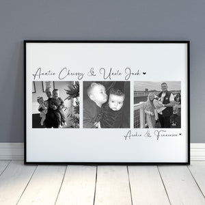 Auntie and Uncle Photo Print, Auntie gift, Personalised Auntie Photo gift, Christmas gift for Auntie and Uncle, Aunt Aunty Uncle Wall Art (No Frame)