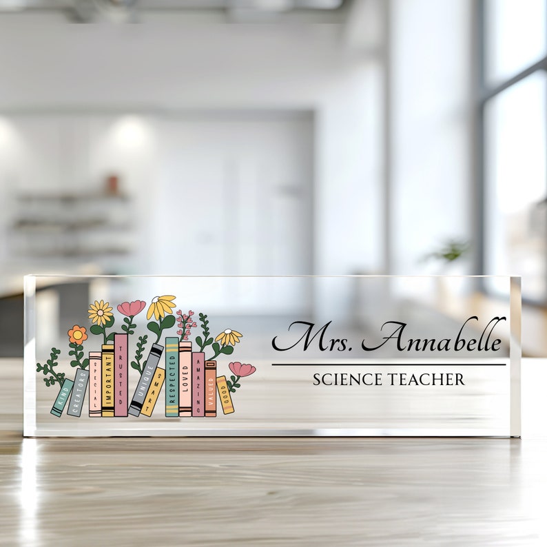 Personalized Teacher Name Sign, Back To School Gift For Teacher Custom Teacher Sign, Teacher Desk Name Plate Teacher Gift Personalized