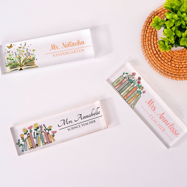 Personalized Teacher Name Sign, Back To School Gift For Teacher Custom Teacher Sign, Teacher Desk Name Plate Teacher Gift Personalized