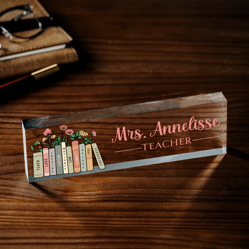 Personalized Teacher Name Sign, Back To School Gift For Teacher Custom Teacher Sign, Teacher Desk Name Plate Teacher Gift Personalized