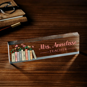 Personalized Teacher Name Sign, Back To School Gift For Teacher Custom Teacher Sign, Teacher Desk Name Plate Teacher Gift Personalized
