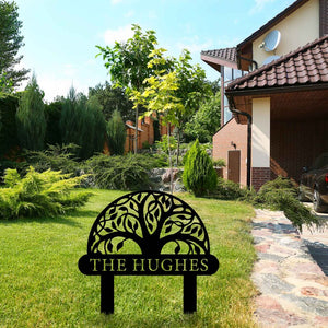 Custom Tree of Life Metal Garden Stake, Personalized Tree Name Sign, Garden Name Stake, Modern Home Gift,Home Address Sign,Nature Lover Gift