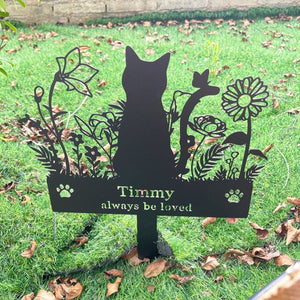 Custom Metal Cat Memorial Stake,Personalized Cat Memorial Plaque with Stake,Cat Garden Decor,Cat Grave Marker,Pet Loss Gifts