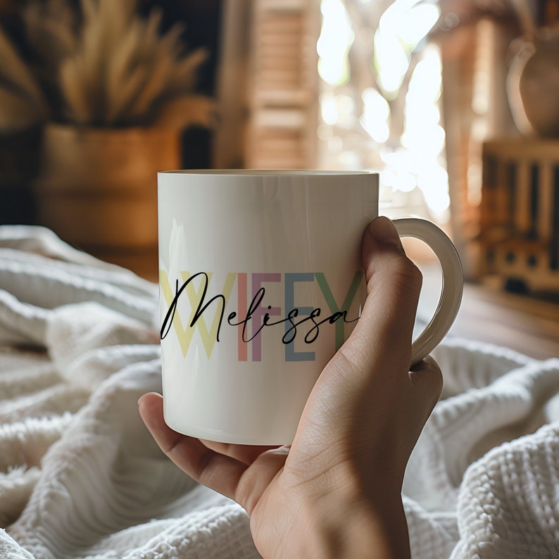 Personalized Wifey Hubby Mug Set, Custom Newly Wed Wedding Gift for Couple, 1st Anniversary Gift for Husband and Wife, Coffee Cup Newly Weds