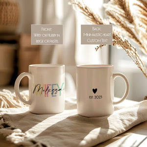 Personalized Wifey Hubby Mug Set, Custom Newly Wed Wedding Gift for Couple, 1st Anniversary Gift for Husband and Wife, Coffee Cup Newly Weds