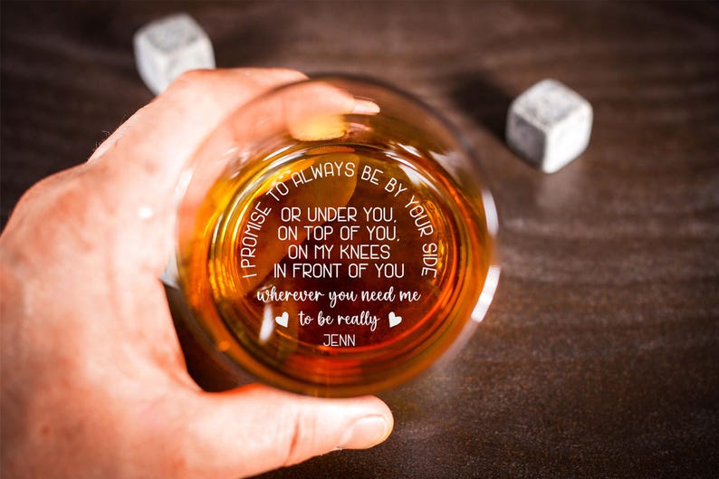 I Promise To Always Be By Your Side Personalized Engraved Whiskey Glass Handwriting Whiskey Glass, Anniversary Gift, Engraved whiskey glass