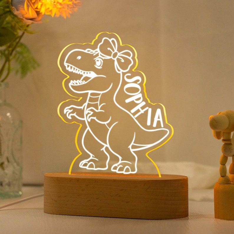 Personalized Dinosaur Night Light Room Decor,Custom Name Light Gifts for Kids,Cute Night Lamp,Kids Birthday Gift,Personalized Gifts