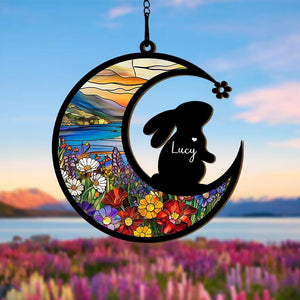 Personalised Rabbit Memorial Suncatcher, Custom Bunny Memorial Gift, Rabbit Windows Hanging, Pet Memorial Suncatcher, Bunny Remembrance Gift