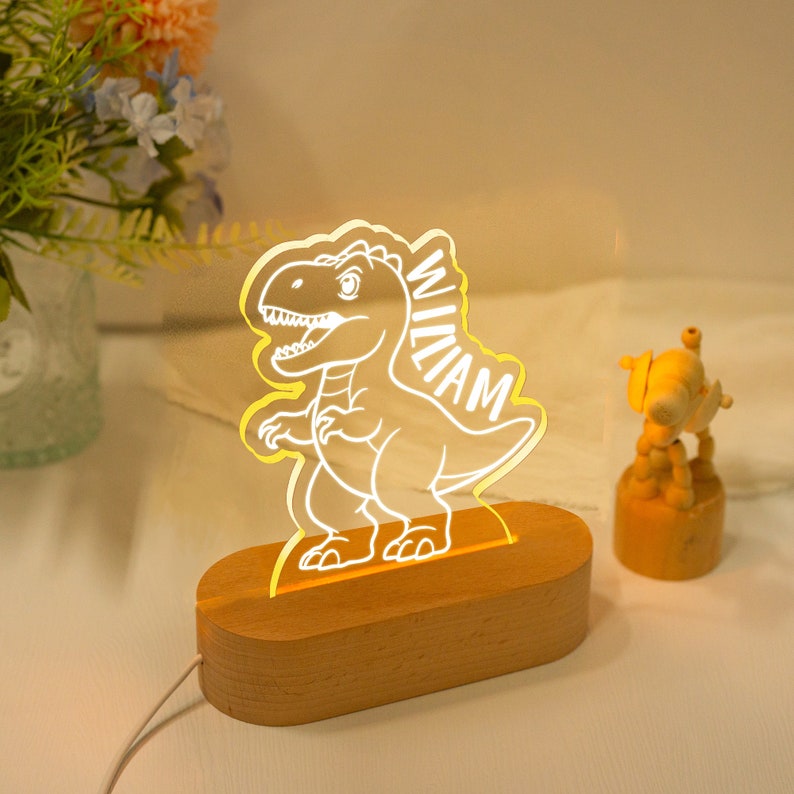 Personalized Dinosaur Night Light Room Decor,Custom Name Light Gifts for Kids,Cute Night Lamp,Kids Birthday Gift,Personalized Gifts