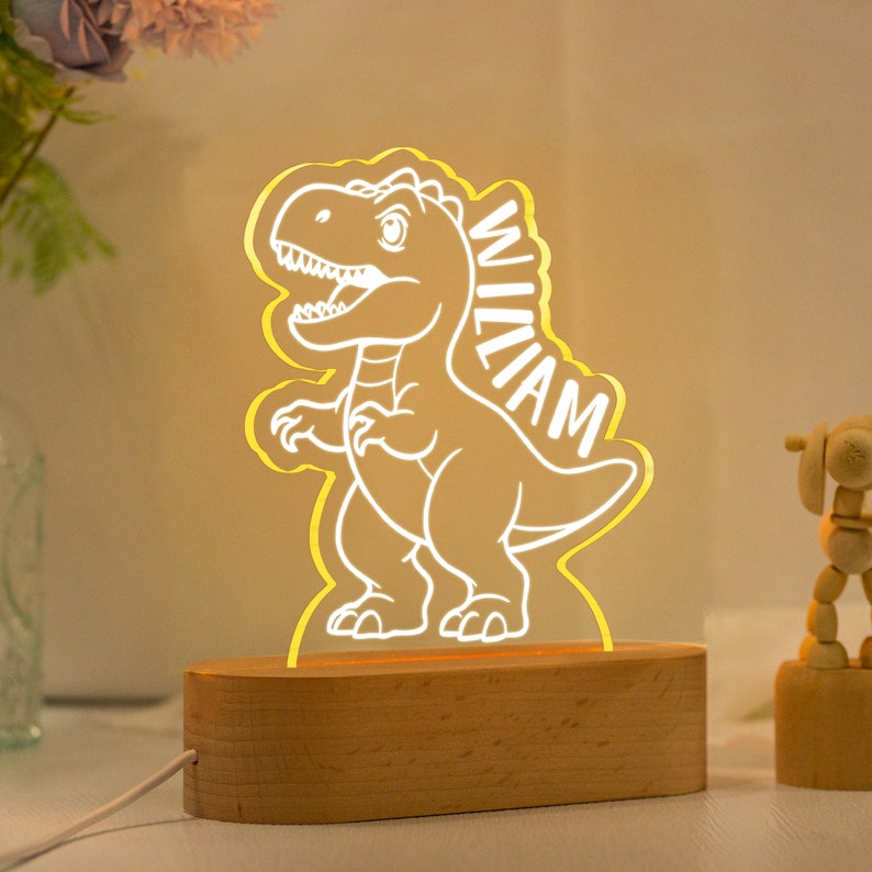 Personalized Dinosaur Night Light Room Decor,Custom Name Light Gifts for Kids,Cute Night Lamp,Kids Birthday Gift,Personalized Gifts