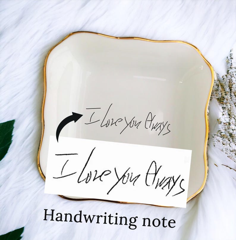Personalized Actual Handwriting Birthday Gifts Ring Dish - Remember Family Memorial Gift for Mom