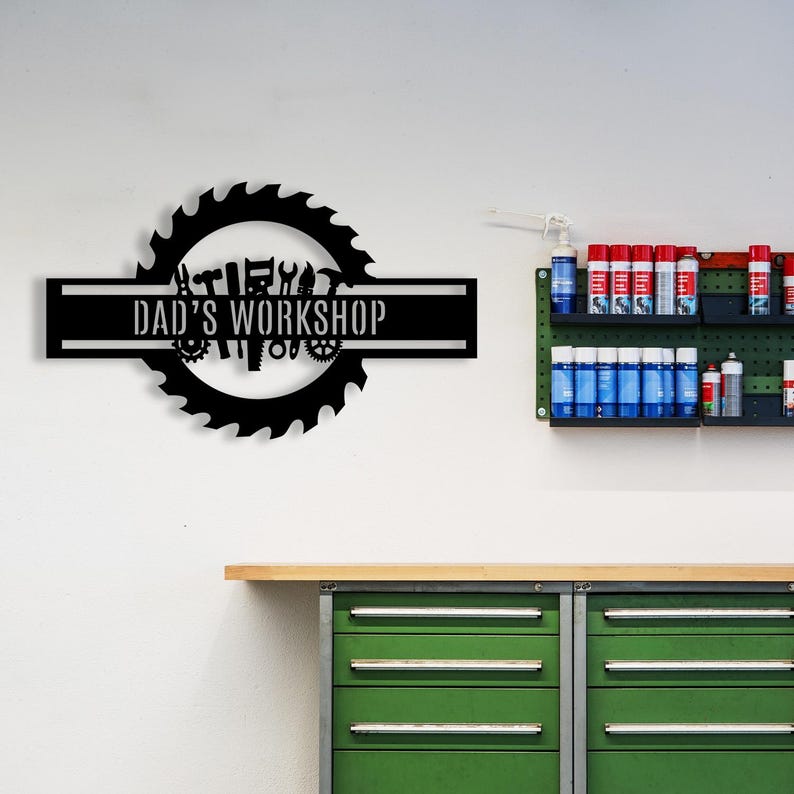 Custom Metal Workshop Sign, Dad Gift, Custom Garage Sign, Personalized Man Cave Decor, Mechanic Workshop Sign, Steel Garage Entrance Decor