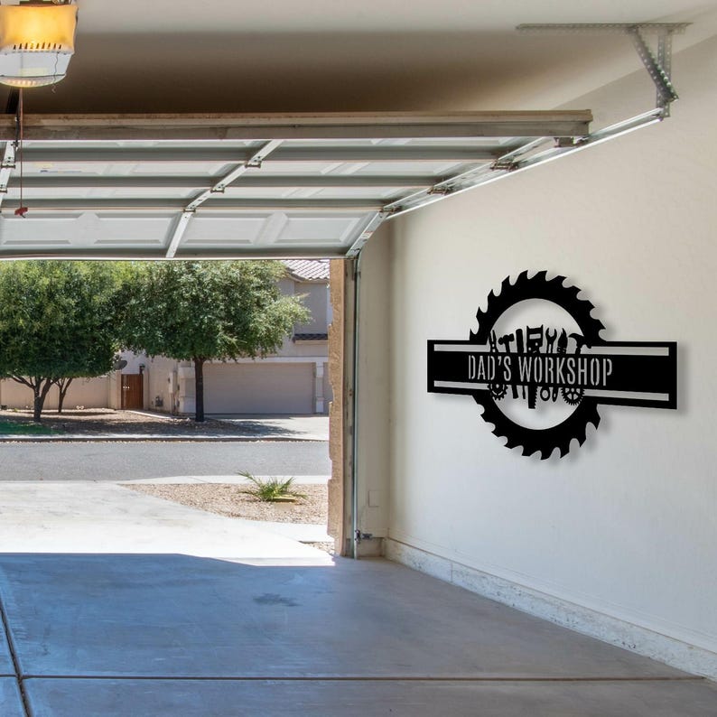 Custom Metal Workshop Sign, Dad Gift, Custom Garage Sign, Personalized Man Cave Decor, Mechanic Workshop Sign, Steel Garage Entrance Decor