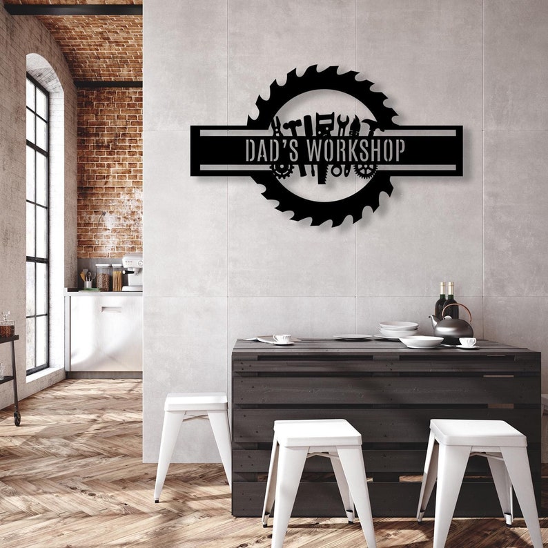 Custom Metal Workshop Sign, Dad Gift, Custom Garage Sign, Personalized Man Cave Decor, Mechanic Workshop Sign, Steel Garage Entrance Decor