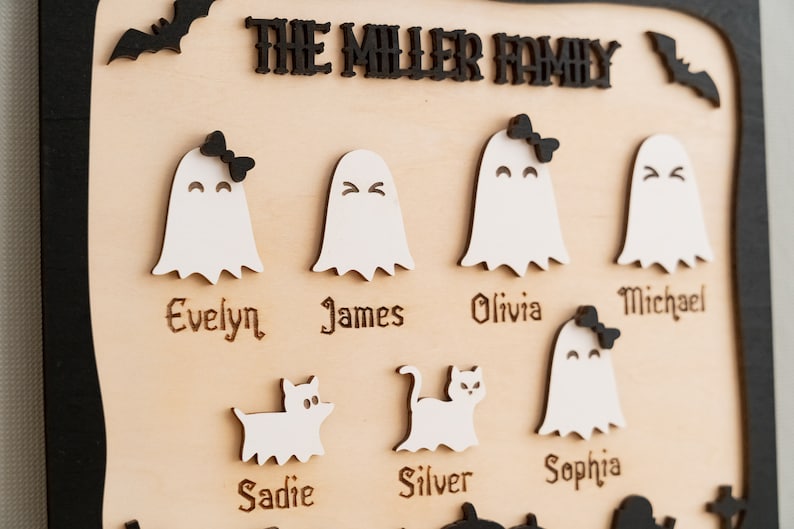 Haloween Family Name Sign, Halloween Decor, Halloween Ghost Sign, Gift For Family, Farmhouse Decor, Family Gift