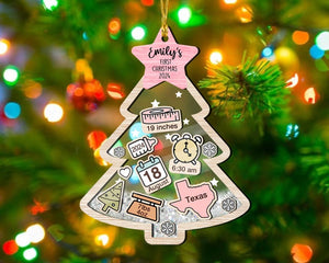 Baby's First Christmas Ornament, Baby 1st Christmas 2024 Ornament, Custom Baby Name Gift, Newborn Gift, Baby Shower Gift, 4D Ornament