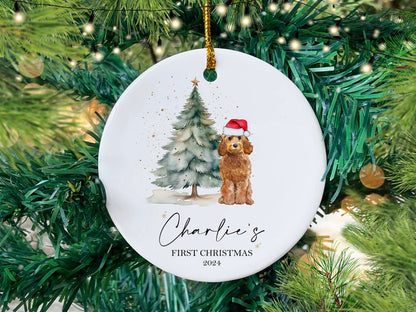 Personalised Dogs First Christmas Bauble, Puppy's 1st Xmas Tree Decoration, Multiple Breeds Available - Swipe to See