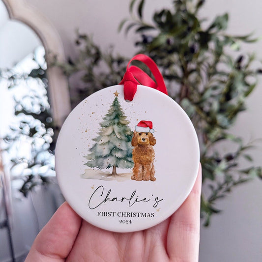 Personalised Dogs First Christmas Bauble, Puppy's 1st Xmas Tree Decoration, Multiple Breeds Available - Swipe to See