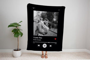 Personalized Music Blanket, Custom Song Photo Blanket,Music Player Blanket, Photo Blanket With Your Song, Christmas Gift, Couple Gifts