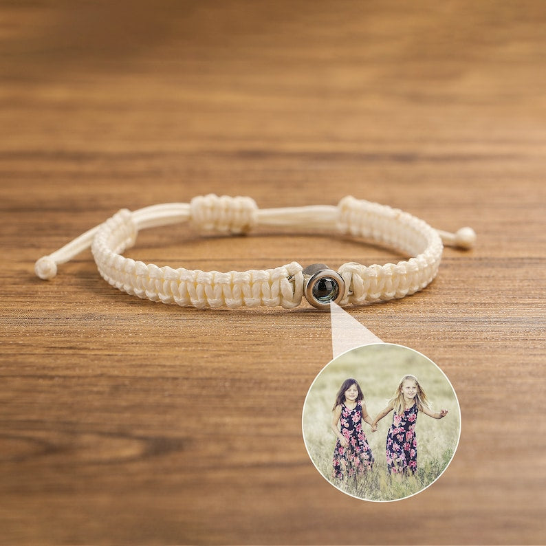 Photo Projection Bracelet Custom Picture Projection Bracelets Handmade Minimalist Memorial Secret Projection Heart Jewelry Gift for Her Him