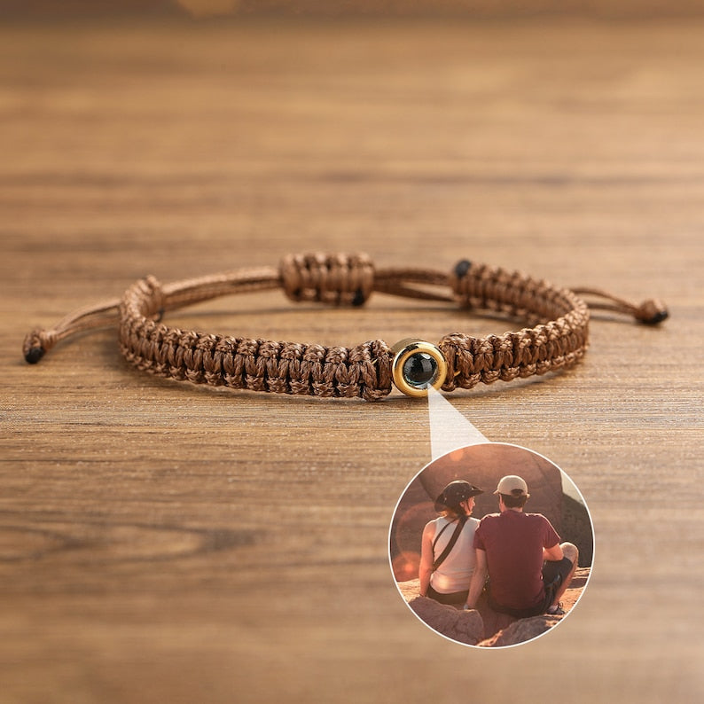 Photo Projection Bracelet Custom Picture Projection Bracelets Handmade Minimalist Memorial Secret Projection Heart Jewelry Gift for Her Him