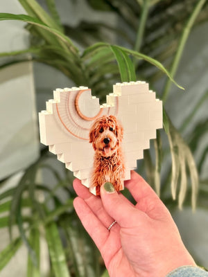 Medium Heart Photo Block made from, Bricks, Personalised, WHITE, Building Block, Puzzle, Gift, Dad, Birthday, Anniversary, Fathers Day