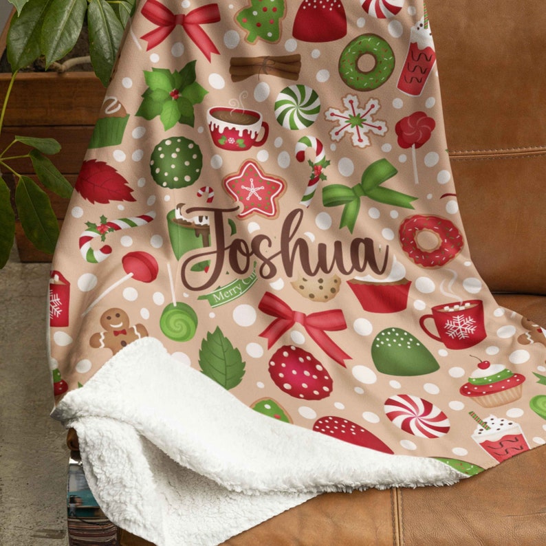 Cute Christmas Blanket For Kids, Holiday Decor, Toddler Christmas Bedding, Baby First Christmas, Winter Baby Shower Gift,Custom Name Blanket